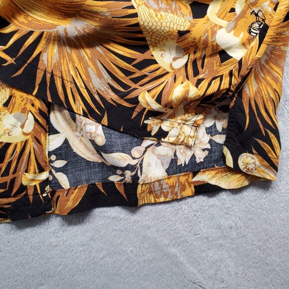 Panama Jack Hawaiian Shirt Tropical Flowers and Beer Mugs Gold Black Men Sz XL - Picture 9 of 11